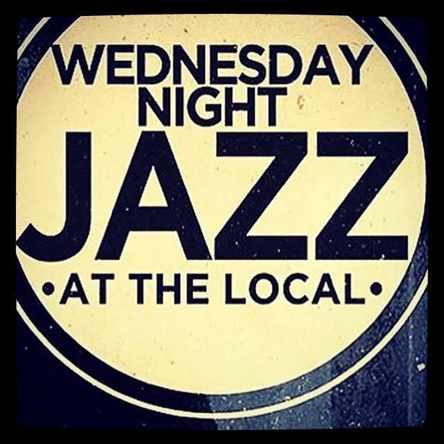 A circle containing the text Wednesday Night Jazz at the Local