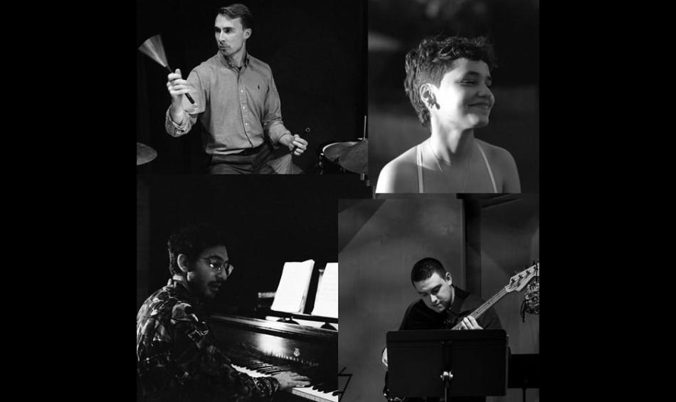 4 images in each corner showing the members of the Quartet