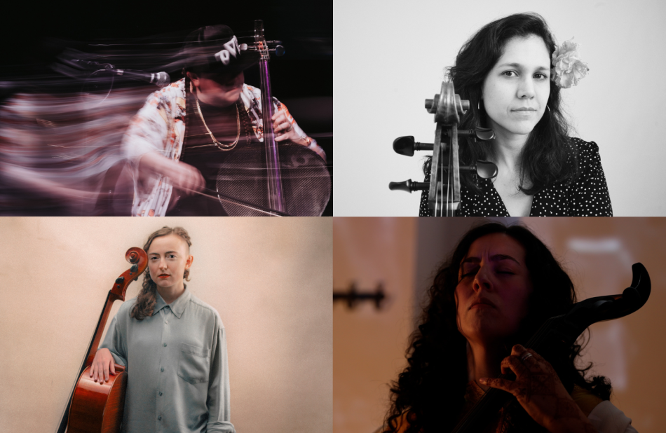 Four headshots of artistic Cellists