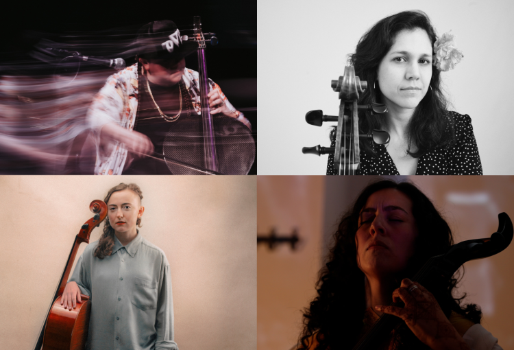 Four headshots of artistic Cellists